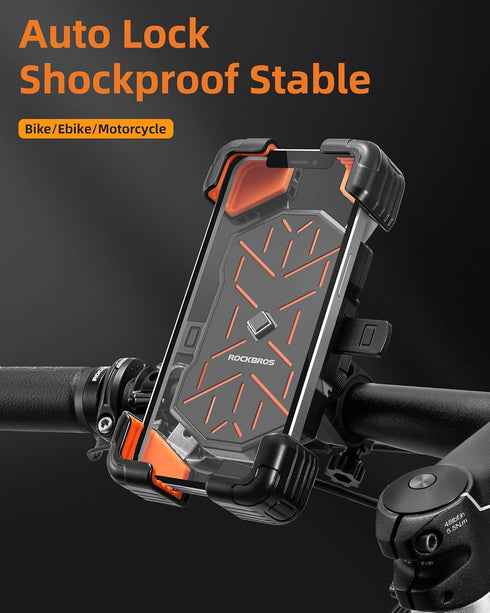 ROCKBROS Bike Phone Holder Mount for 4.5''-7.1'' Phones, Quick Release Handlebar Clamp, 360 Rotatable Motorcycle Mount...