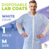 AMZ Disposable Lab Coats for Adults, Medium. White Polypropylene Knee Length Lab Coat Disposable. 30 GSM PPE Coat with 4 Snaps and Elastic Wrists....