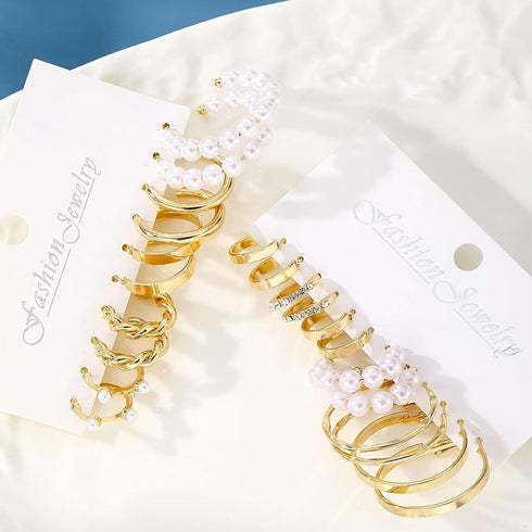 10 Pairs Gold Hoop Earrings Set For Women, Chunky Earring Multipack Hypoallergenic Trendy Big Samll Stud Earring Lightweight Twisted Pearl Ear Pac...