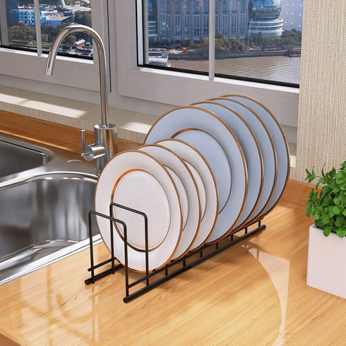 Cutting Board Organizer, 2 Pack Pot Lid Organizer, Kitchen Rack for Plates, Bakeware, Pots & Pans Serving Trays, Reusable Containers in Cabinet Pa...