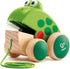 Hape Frog Pull-Along | Wooden Frog Fly Eating Pull Toddler Toy, 4.6 x 3.3 x 3.8 inches, Green...