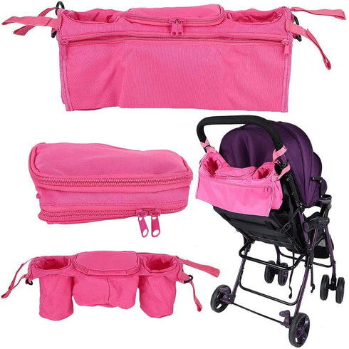 Baby Stroller Organizer, Stroller Cup Holder, Durable Hook & Loop Design for Umbrella Stroller Cart(Pink)...