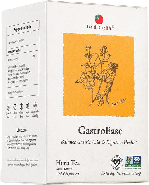 Health King GastroEase Herb Tea, Teabags, 20 Count Box...