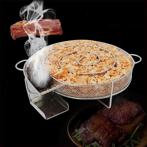 Cold Smoke Generator for BBQ Bacon Fish Salmon Meat dust Hot and Smoking Salmon Meat Burn Smoker Tools Bacon Meat Fish (round)...