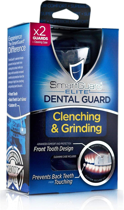 Dental Guard SMARTGUARD ELITE (2 Guards 1 Travel case) Front tooth Custom Anti Teeth Grinding Night Guard for Clenching - Dentist Designed - Bruxi...