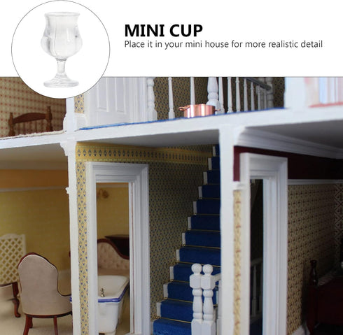 34pcs Miniature Cups 1/17 Dollhouse Miniature Wine Glass Drink Cups Set Miniature Ice Cream Cup Drinking Glasses Dollhouse Kitchen Accessories...