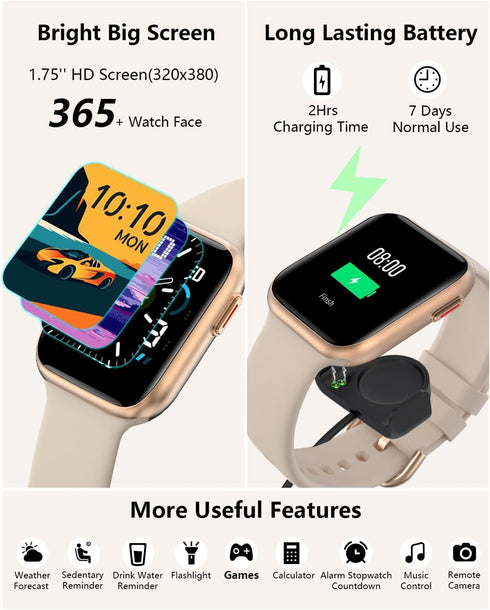 BRIBEJAT Smart Watch for Women (Dial/Answer Call) 38mmx46mm Fitness Tracker Pedometer/SpO2/Real-time Heart Rate/Sleep Monitor Compatible with Sams...