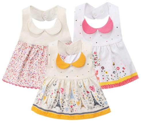 GZMM 3-Pack Baby Girl's Bibs Dress Infant Toddler waterproof Burp Cloths With Adjustable Snaps...