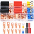 Twidec/110PCS Battery Cable Ends AWG 2 4 6 8 10 12 14 16 Gauge Copper Cable Wire Lugs,Ring Terminals Connectors,Copper Ring Terminals with Heat Sh...