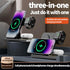 15W Fast Charge 3 in 1 Magnetic Wireless Travel Foldable Charging Station with Light for iPhone 15 Multiple Devices...