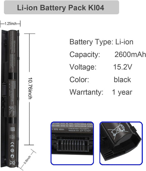 BYTEC KI04 800049-001 Notebook Laptop Battery Compatible with HP Pavilion 14-ab 15-ab 17-g Series, HSTNN-LB6R HSTNN-LB6S/DB6T 800010-421 17-g121wm...