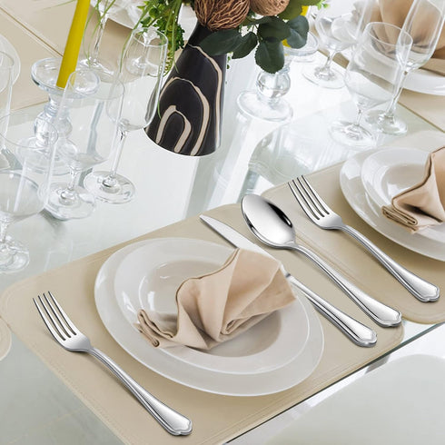 LIANYU 20-Piece Silverware Cutlery Set for 4, Stainless Steel Flatware Eating Utensils Set with Scalloped Edge, Include Knife Fork Spoon, Dishwash...