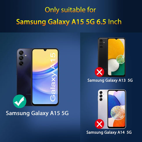 3 Pack Screen Protector for Samsung Galaxy A15 5G + 3 Pack Camera Lens Protector, Ultra HD Tempered Glass, 9H Hardness, Anti Scratch, Easy Install...