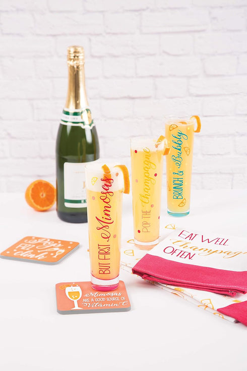 Pavilion Gift Company Pop 8 oz Champagne Flute, Clear, Yellow, Orange...