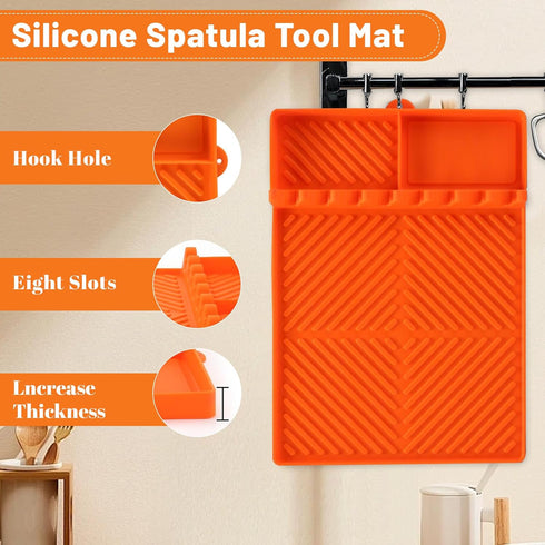 Silicone Griddle Tools Mat for Blackstone - 3 in 1 Grill Side Shelf Mat, Large Silicone Spatula Mat with Drip Pad, Grill BBQ Caddy Utensils Holder...