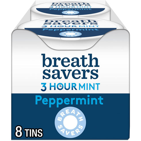BREATH SAVERS Peppermint Flavored Sugar Free Breath Mints Tins, 1.27 oz (8 Count)...