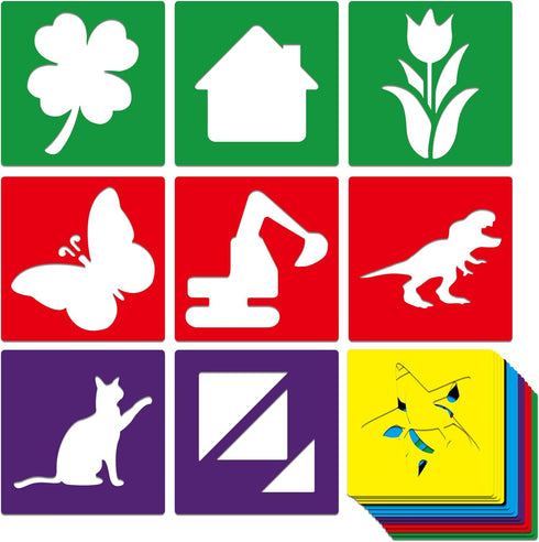 24 Piece Stencils for Kids Stencils for Painting Sidewalk Chalk Stencils Outdoor Garden Themed Stencils Kids Style Collection-6in...