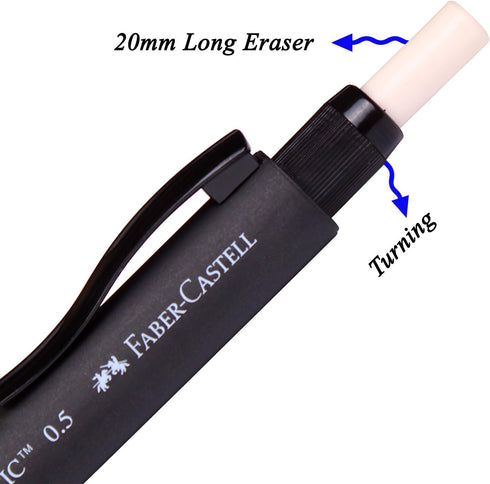 Faber-Castell Poly Matic Mechanical Pencil Automatic 0.5mm - Long Eraser Black...