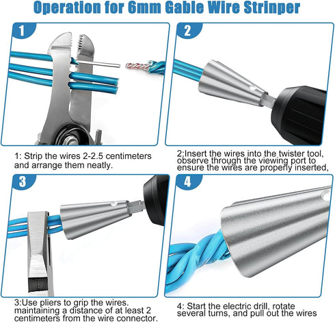 Wire Twister Stripping Tool for Drill - 5 Way 6mm Hex Shank Cable Wire Nut Twister and Wire Stripper Spin Connector Socket for Electrical Power Dr...