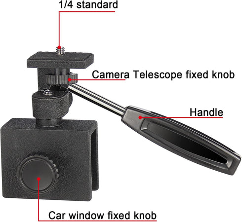 Adjustable Vehicle Car Window Mount with 1/4"-20 Mounting Thread for Camera Monocular Binocular Spotting Scope...