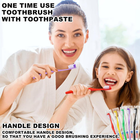 20pcs Disposable Toothbrushes with Toothpaste,Single Use Toothbrush with Toothpaste Individually Wrapped Disposable Travel Toothbrushes Kit Bulk f...