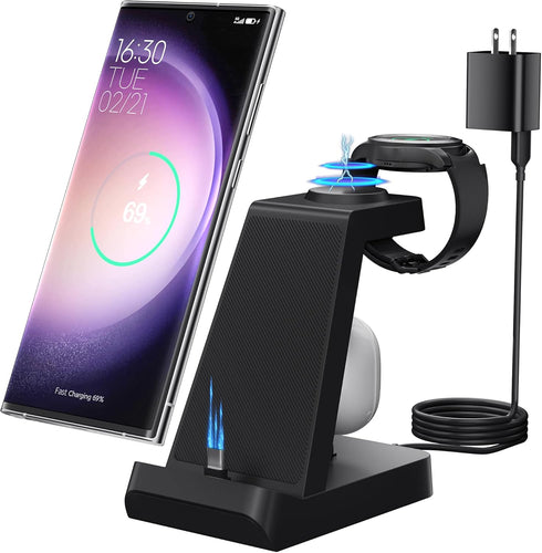 Charging Station for Samsung Multiple Devices, 3 in 1 Fast Charger for Samsung Galaxy Watch 5/5 Pro/4/3/Active/2/1, Galaxy S23/S22/S21/S20/S10,Not...