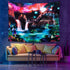 Algasan Blacklight Galaxy Waterfall Tapestry UV Reactive Planet and Mountain Wave Tapestries Fantasy Landscape Plants Tapestry Wall Hanging for Be...