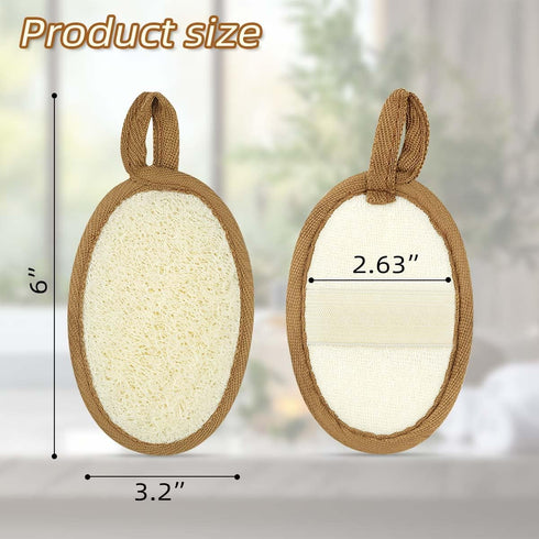 2 Pack Exfoliating Loofah Sponge Pads Natural Loofah Sponge Body Scrubber for Shower Bath Shower Loofah Sponge for Face and Body Luffa Sponge for ...