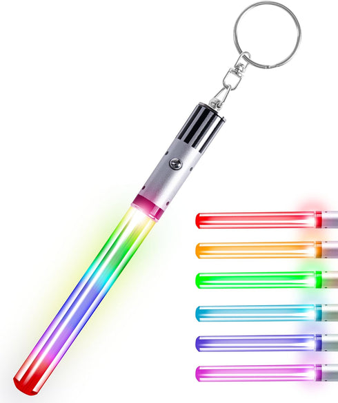 LIGHTSABER KEYCHAIN LIGHT UP LED STAR WARS Glowing Light Saber Key Chain Lightup Sabers 8 COLOR MODES: Green, Blue, Red, Baby Blue, Pink, Yellow, ...