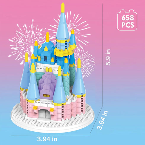 658 Pcs Castle Micro Building Blocks Mini Blocks Building Sets Building Bricks Architecture Model Gift for Age 14+ Kids Teens and Adult (pink)...