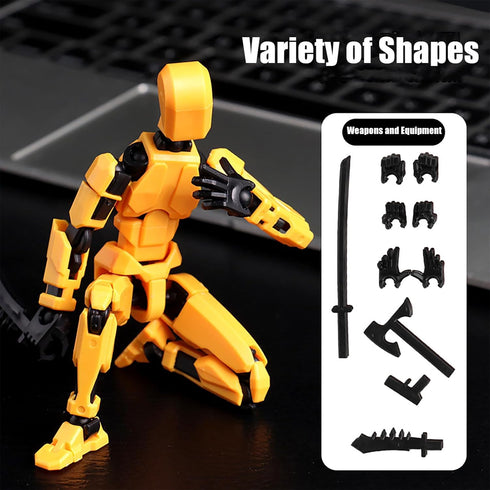 5PCS Lucky 13 Action Figures, T13 Action Figure Articulated Dummy 3D Printed Titan 13 Robot Multi-Jointed Movable Desktop Decoration for Game Love...