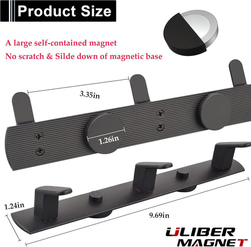 ULIBERMAGNET Magnetic Coat Hooks,Heavy Duty Magnetic Rack,Strong Rubber Magnetic Hanger for Refrigerator,Metal Cabinet,Door,Hanging Coat, Towel, B...