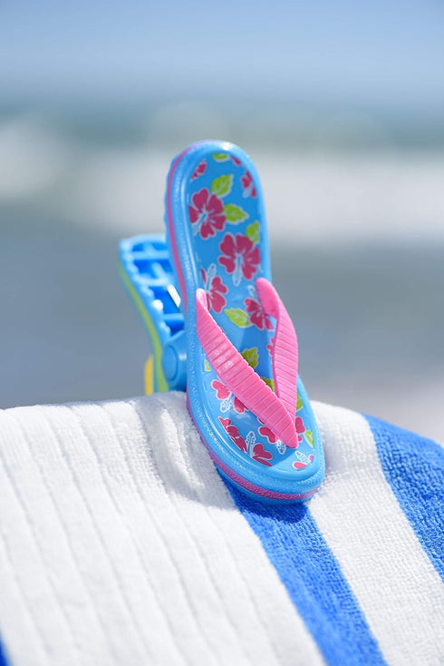 O2COOL Boca Clips - Beach Towel Clips for Beach Chairs, Pool and Patio Accessories Clothes Pins for Bags, 2-Pack (Flip Flop)...