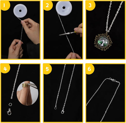 80 Feet Chains for Jewelry Making, 1.5 mm Necklace Jewelry Making Chains Kit, Small Chain with Jump Rings, Lobster Clasps and Time Gems for DIY Ne...