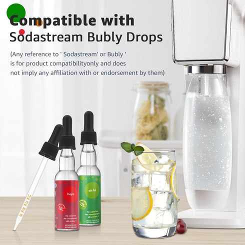 Glass Dropper Pipettes Compatible with SodaStream Bubly Bubbly Drops Flavors for Soda Stream Accessories (Black, 3Pcs)...