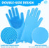 Pecute Pet Grooming Gloves, Heat Resistant Cat Bathing Gloves with High-Density Teeth, Silicone Dog Bathing Gloves with Enhanced Five Finger Desig...