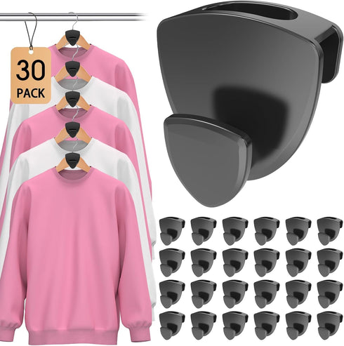Hangers Space Saving 30Pcs, Upgrade 40Lb(Max) Heavy Duty Hanger Hooks Space Saver, Space Saving Hangers for Clothes Hanger Connector Hooks, Plasti...
