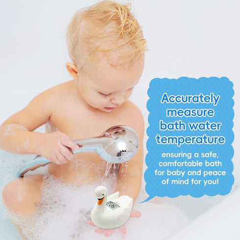 b&h Baby Bath Thermometer, White Swan Shaped Baby Safe Floating Bath Thermometer - Easy to Read Screen - Reliable Temperature Readings...