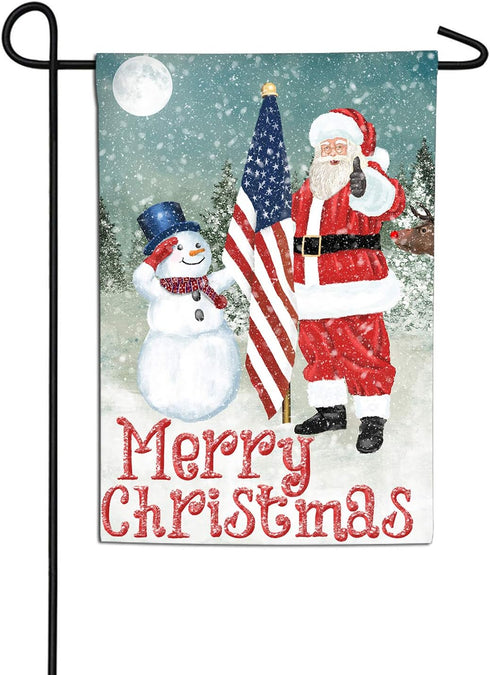 Double Sided Garden Flag - Merry Christmas USA - 12.5" x 18", Patriotic Snowman and Santa Christmas Holiday Decor, Outdoor Winter Decorative Seaso...