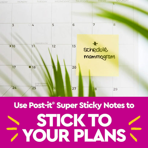 Post-it 100% Recycled Paper Super Sticky Notes, 2X The Sticking Power, 3x3 in, 5 Pads, 70 Sheets/Pad, Canary Yellow(654R-5SSCY)...