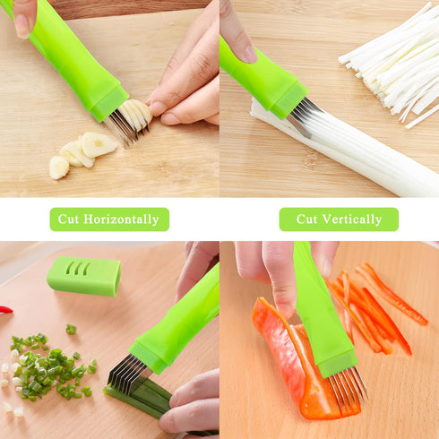 2Pcs Scallion Cutter Shred Knife, TACYKIBD Stainless Steel Vegetable Onion Scallion Slicer Shredder, Green Onion Cutter Slicer for Kitchen Cutting...