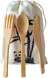 18PCS Reusable Bamboo Flatware Set,Bamboo Cutlery Set,Bamboo Forks Spoons Knives, Bamboo Utensil Cutlery Set for Picnic Party Travel, Bamboo Silve...