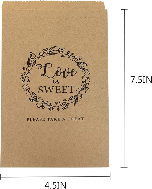 FRIDAY NIGHT 50Pcs Wedding Favors Candy Buffet Bags Brown Kaft Paper Favor Rustic Bag Good for Snacks or Cookie Buffets Please Take A Treat...