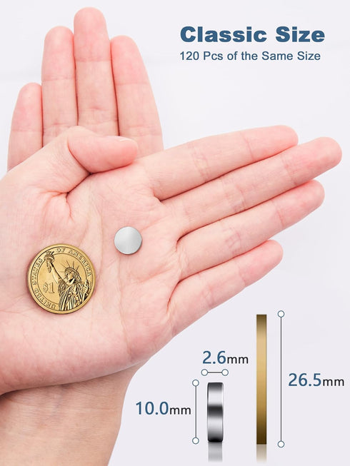 SMARTAKE 120 Pcs Refrigerator Magnets, 10x2.6mm Small Round Fridge Magnets, Multi-Use Premium Neodymium Office Magnets for Fridge, Whiteboard, Bil...