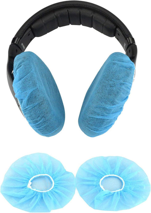 Tvoip 100Pcs Blue Non-Woven Sanitary Headphone Ear Cover, Disposable Super Stretch Covers Washable, for Most On Ear Headphones Earpads (9cm / 3.54...