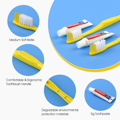 Disposable Toothbrushes with Toothpaste - 100 Packs Individually Wrapped Travel Toothbrushes Bulk, Medium Soft Bristles, Perfect for Travel Size T...