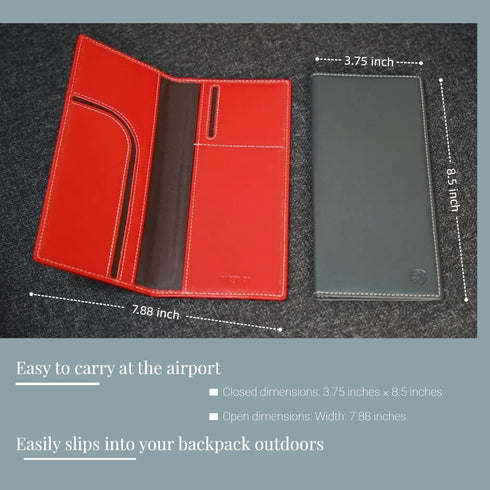 RFID Blocking Slim Minimalist Long Travel Wallet Genuine Leather Passport Holder Travel Cover (Dark Blue)...