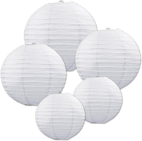 Beistle White Paper Lantern Assortment, Assorted Sizes, 5 Paper Lanterns In Package...