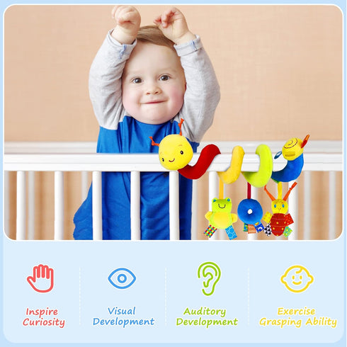 FPVERA Spiral Car Seat & Stroller Activity Toy - Baby Sensory Toys Soft Hanging Toys for Babies 0-12 Months Boys Girls Carseat Crib Stroller, with...