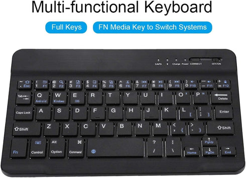VBESTLIFE 7in Slim Lightwight Bluetooth Keyboard for Android iOS Win, Portable Aluminum Alloy Wireless USB Keyboard Black for Smart Phone/Pad/Lapt...